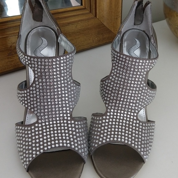 Nina  rhinestones on soft matte gold sandals - Picture 2 of 7
